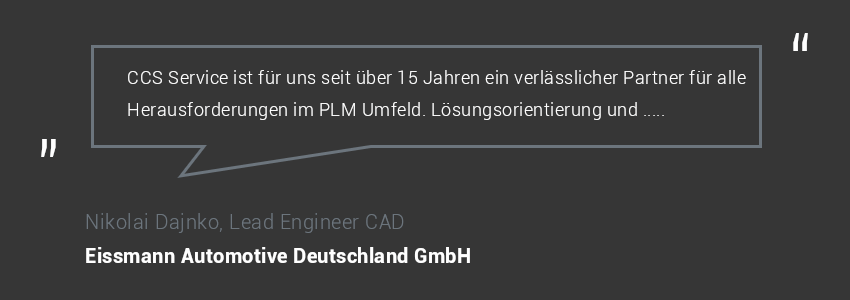 Kundenzitat zu CCS von Eissmann Automotive Deutschland GmbH